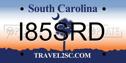 I85SRD South Carolina License Plate