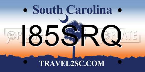 I85SRQ South Carolina License Plate