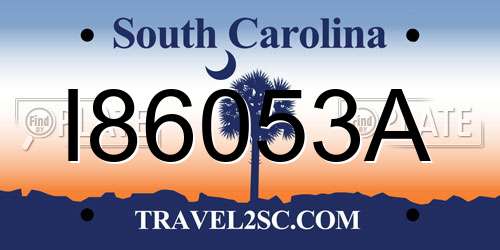 I86053A South Carolina License Plate