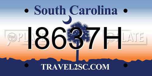 I8637H South Carolina License Plate