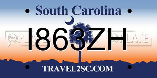 I863ZH South Carolina License Plate