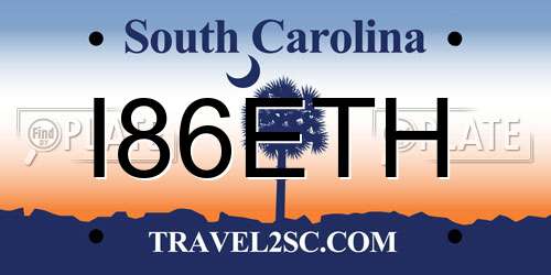 I86ETH South Carolina License Plate