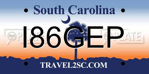 I86GEP South Carolina License Plate