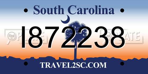 I872238 South Carolina License Plate