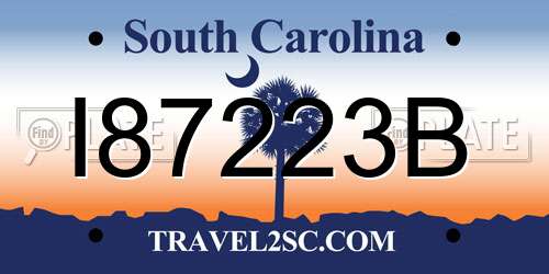 I87223B South Carolina License Plate