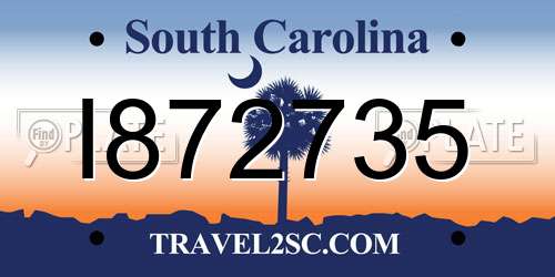 I872735 South Carolina License Plate