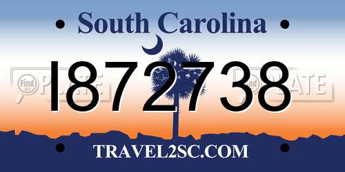 I872738 South Carolina License Plate