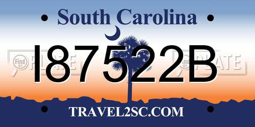 I87522B South Carolina License Plate