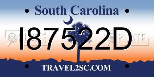 I87522D South Carolina License Plate