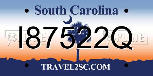 I87522Q South Carolina License Plate