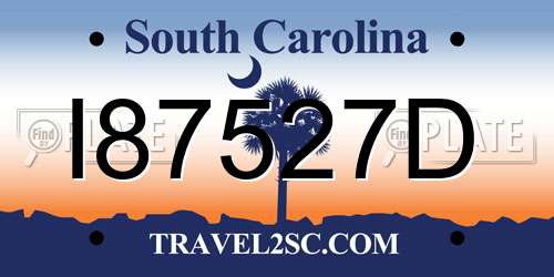 I87527D South Carolina License Plate