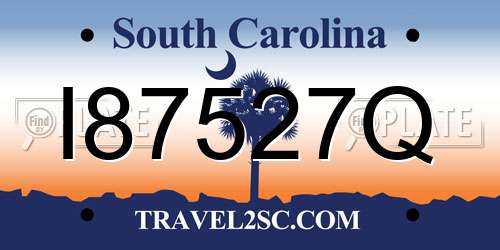 I87527Q South Carolina License Plate