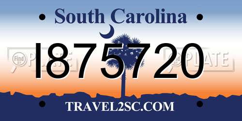 I875720 South Carolina License Plate