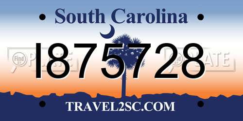I875728 South Carolina License Plate
