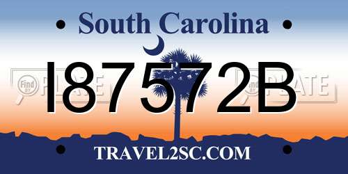 I87572B South Carolina License Plate