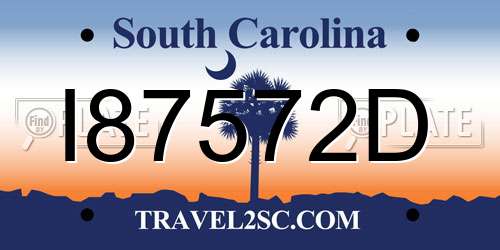 I87572D South Carolina License Plate