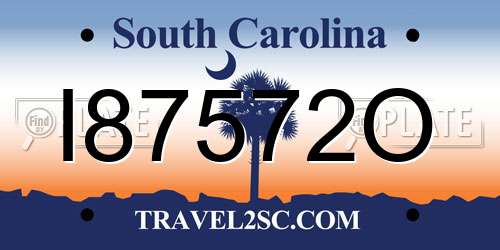 I87572O South Carolina License Plate