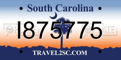 I875775 South Carolina License Plate