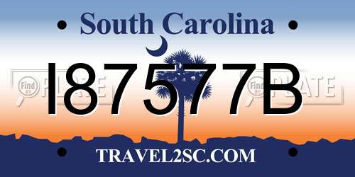 I87577B South Carolina License Plate