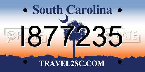 I877235 South Carolina License Plate