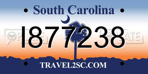 I877238 South Carolina License Plate