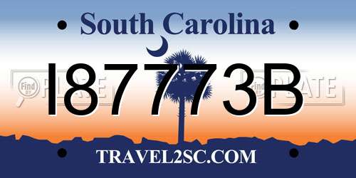 I87773B South Carolina License Plate