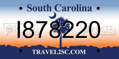 I878220 South Carolina License Plate