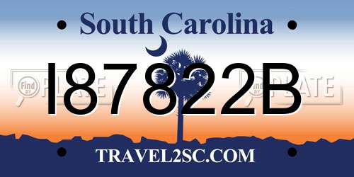 I87822B South Carolina License Plate