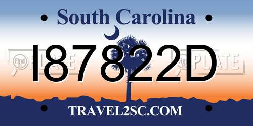 I87822D South Carolina License Plate