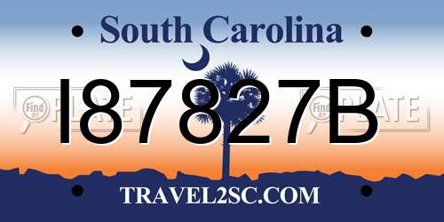 I87827B South Carolina License Plate