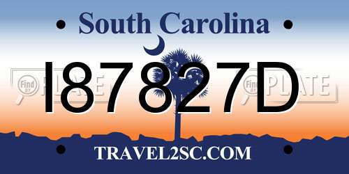 I87827D South Carolina License Plate