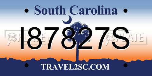 I87827S South Carolina License Plate