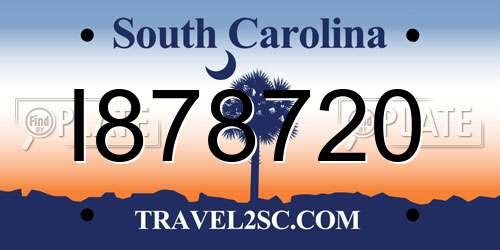 I878720 South Carolina License Plate