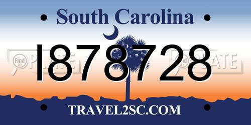 I878728 South Carolina License Plate