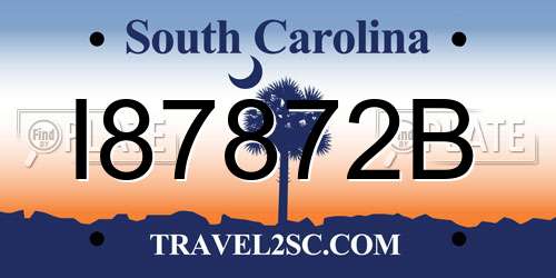 I87872B South Carolina License Plate