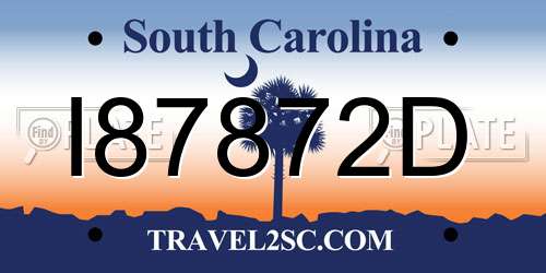 I87872D South Carolina License Plate