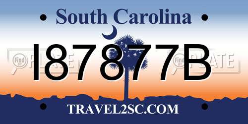 I87877B South Carolina License Plate