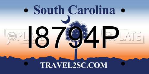 I8794P South Carolina License Plate