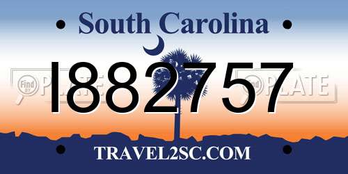 I882757 South Carolina License Plate
