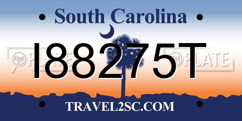I88275T South Carolina License Plate