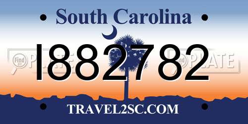 I882782 South Carolina License Plate
