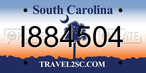 I884504 South Carolina License Plate