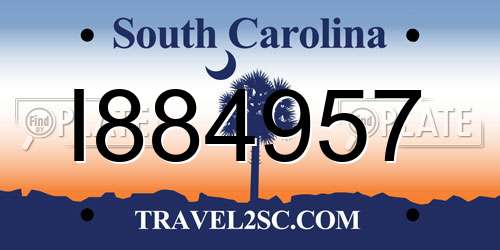 I884957 South Carolina License Plate