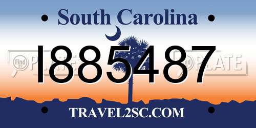 I885487 South Carolina License Plate