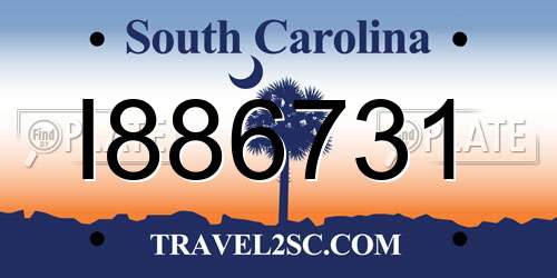 I886731 South Carolina License Plate