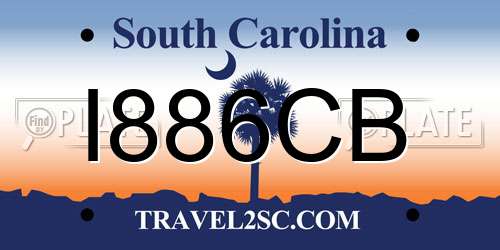 I886CB South Carolina License Plate