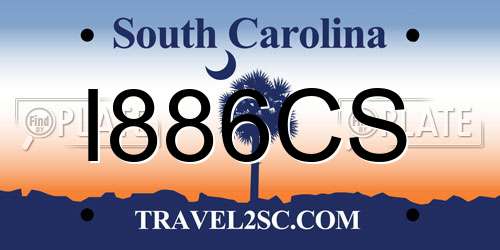 I886CS South Carolina License Plate