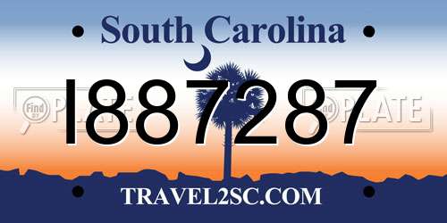 I887287 South Carolina License Plate