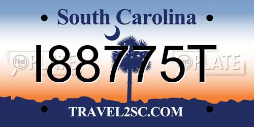I88775T South Carolina License Plate