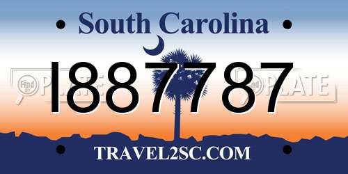 I887787 South Carolina License Plate